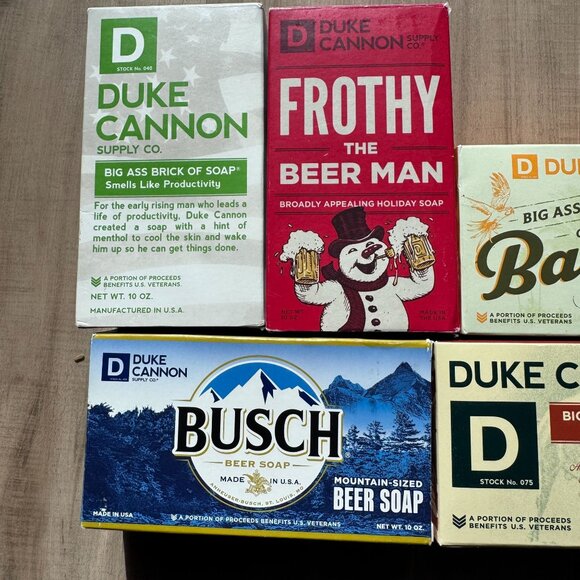 Duke Cannon Big Brick Soap Bundle 5-Pack 10oz Bars Beer Bourbon Bay Rum USA Made - Picture 4 of 7
